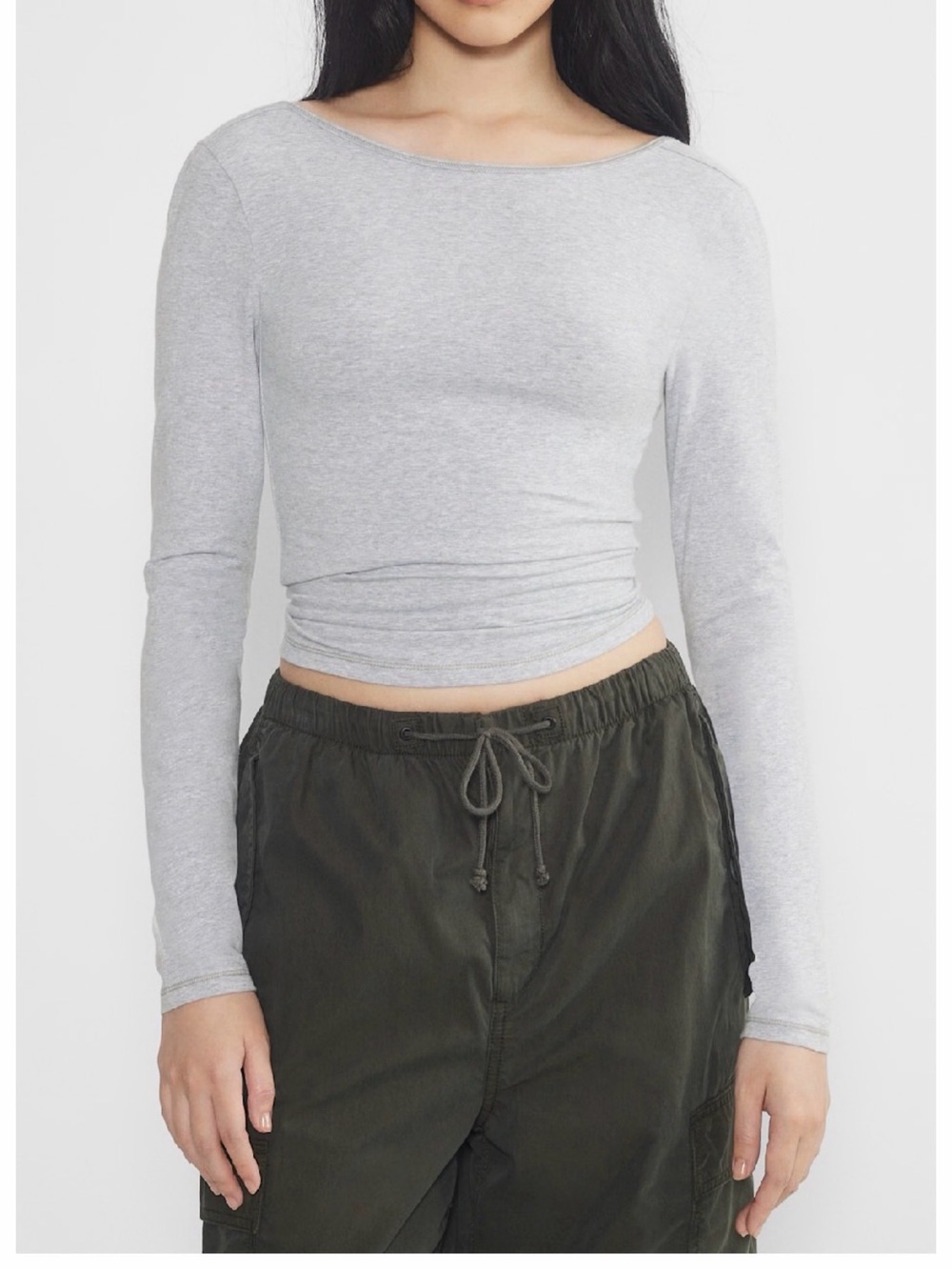 Aritzia TNA Chill Times Long Sleeve Top Grey